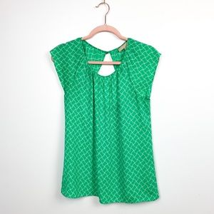 Green & White Banana Republic Short Sleeve Blouse